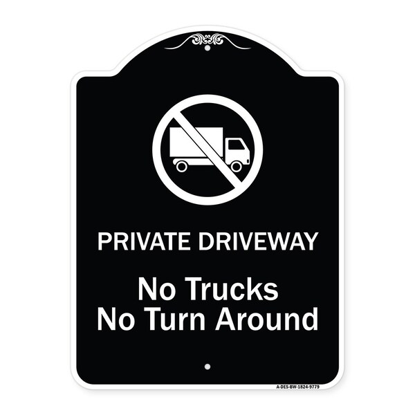 Designer Series-Private Driveway. No Trucks No Turnaround, 24" x 18", BW-1824-9779